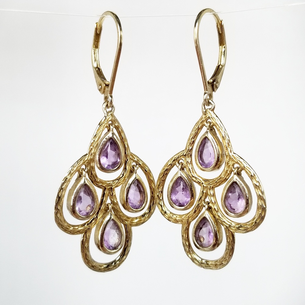Sterling Silver 925 Chandelier Amethyst Earrings
